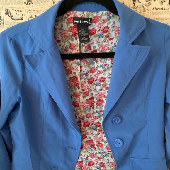 Wet seal ruched blue blazer top SZ small - Picture 2 of 7